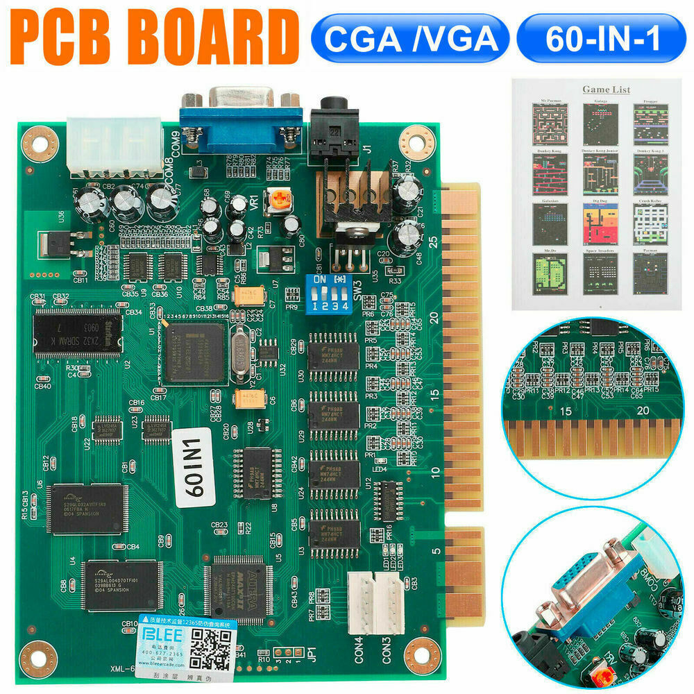 Jeanoko Jamma Jamma 60 in 19×18×2 60 In1 Multicade Board Cga Vga Output